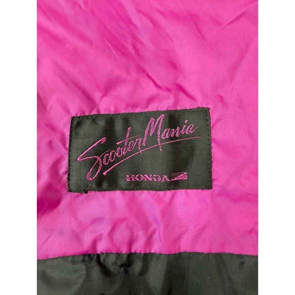 Vintage Hondaline Scooter Mania Honda Windbreaker Pink Black L Quarter Zip